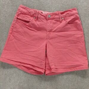 Sound Style Bobby Boyfriend Stretchy Womens Size 10 Coral Denim Shorts Shaping